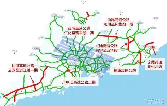 广东高速公路网全新布局图，纵横交错，通达四方